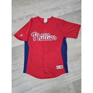 Philadelphia Phillies Chase Utley #26 Majestic Jersey Youth XL Red Alternate EUC